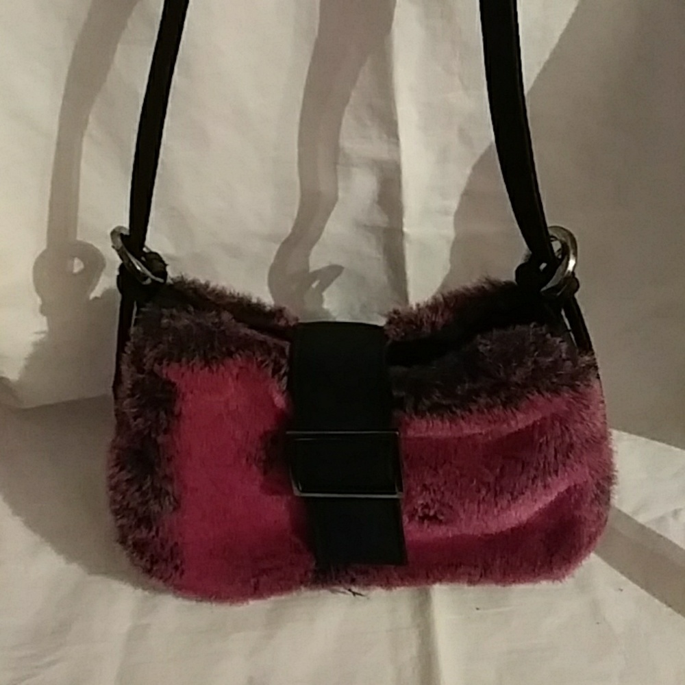 Pink fuzzy purse